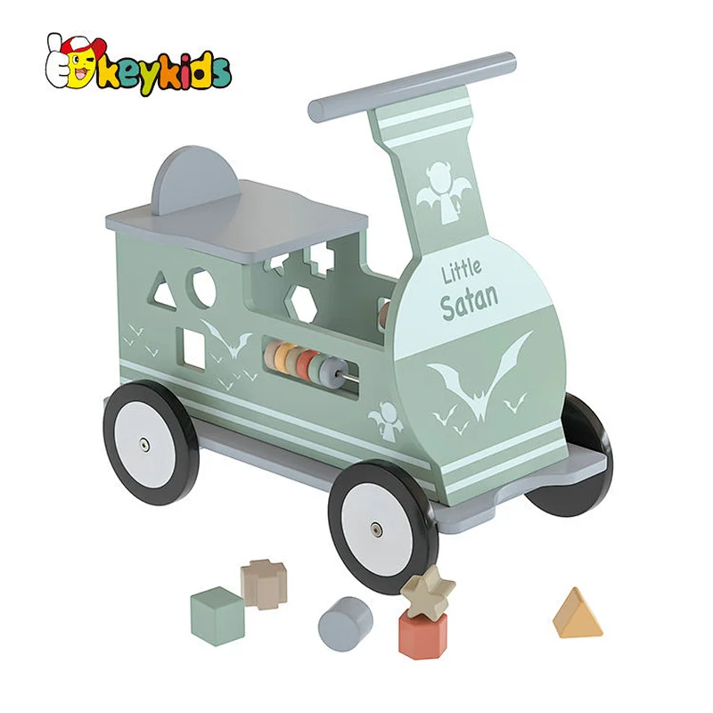Customize toddlers walker wooden ride on toy car with 4 wheels W16B021