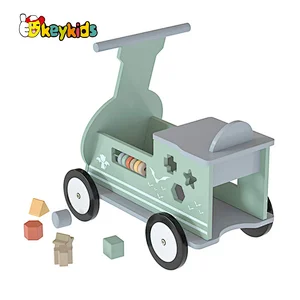 Customize toddlers walker wooden ride on toy car with 4 wheels W16B021